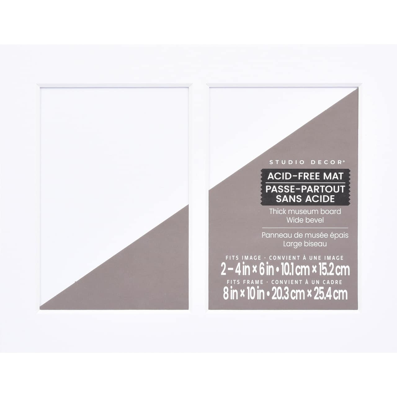 2 Opening 8" x 10" Museum White Mat by Studio Décor®, 4" x 6" Opening Size